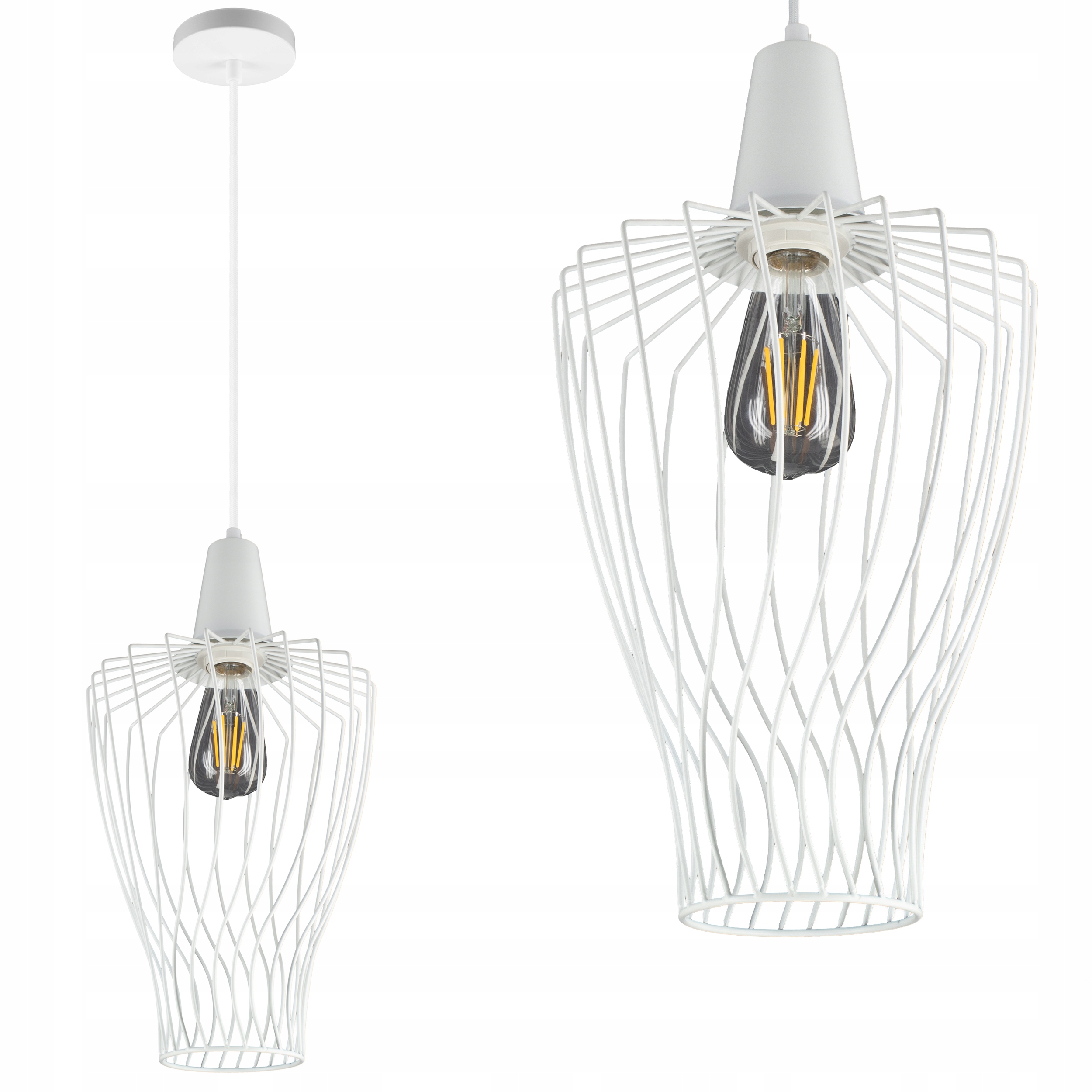 

Lampa sufitowa wisząca Loft Żyrandol Retro Biała