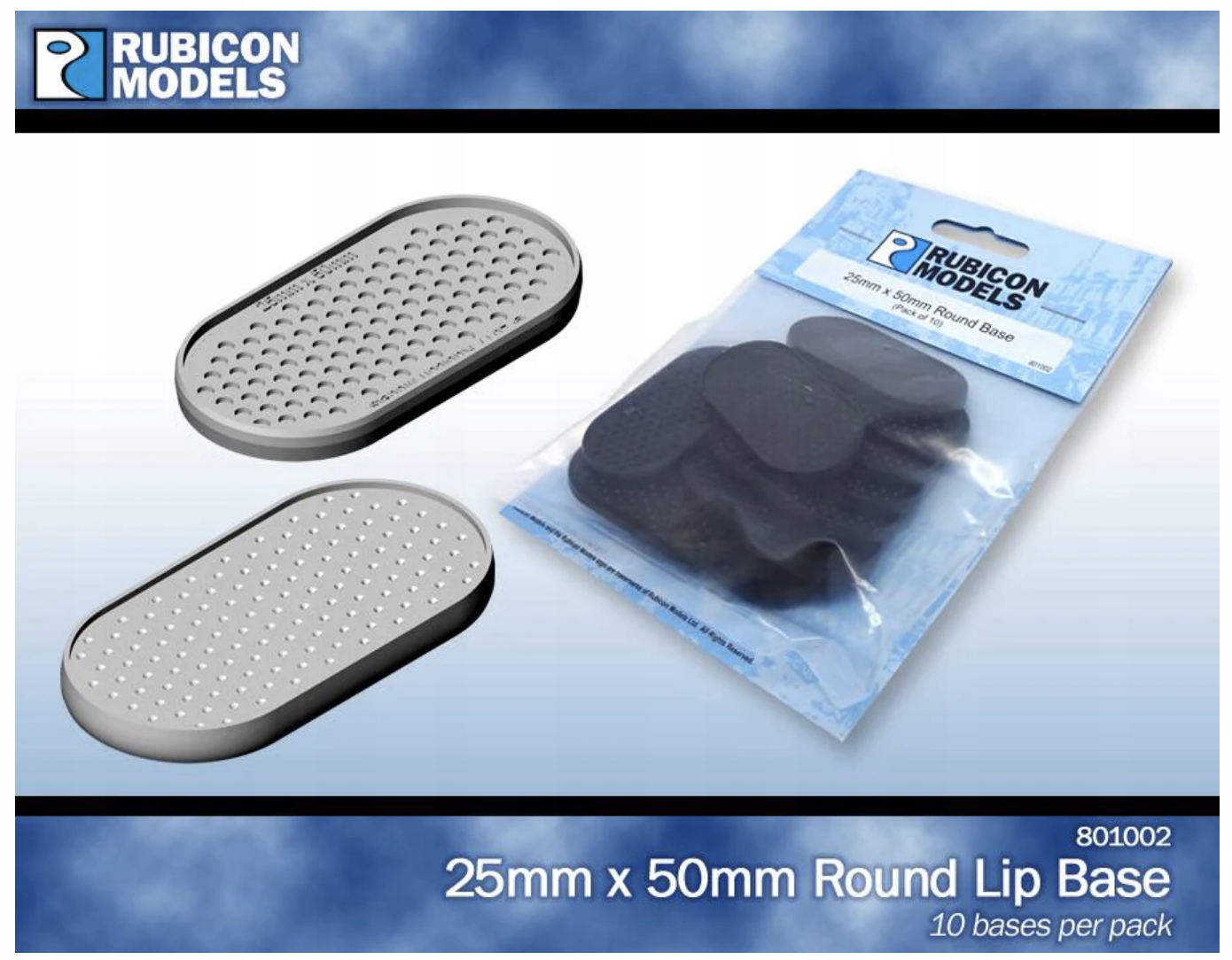 Rubicon Models 801002 okrągłe podstawki 25mm X 50mm Round Lip Base 10szt