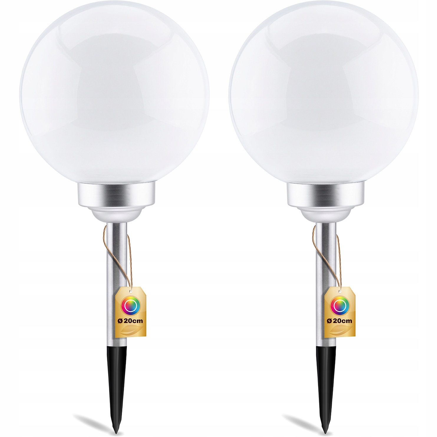 

2x Lampa Solarna Ogrodowa Led Wbijana Biała Kula