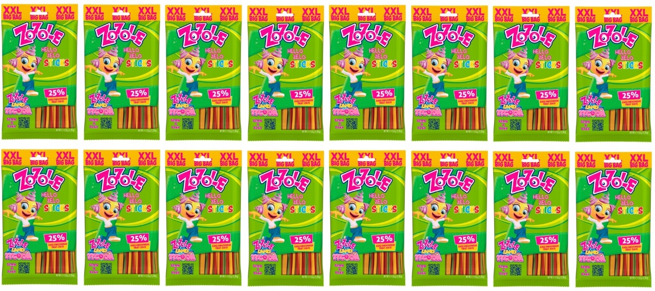 Levně 16 x 150 g Zozole Hello Gelo Sticks Želé Bonbony s ovocnou příchutí Karton