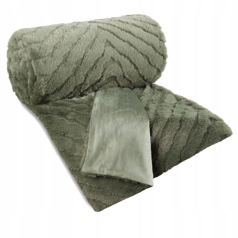 Deka přehoz Kate 150x200 Eurofirany olivová kožešinová nadýchaná s 3D efektem