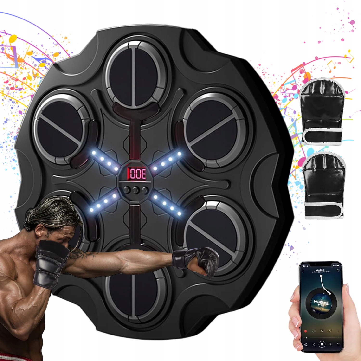 Maszyna Bokserska Muzyczna Na Ścianę Z Bluetooth Głośnikiem, 3 Prędkościami