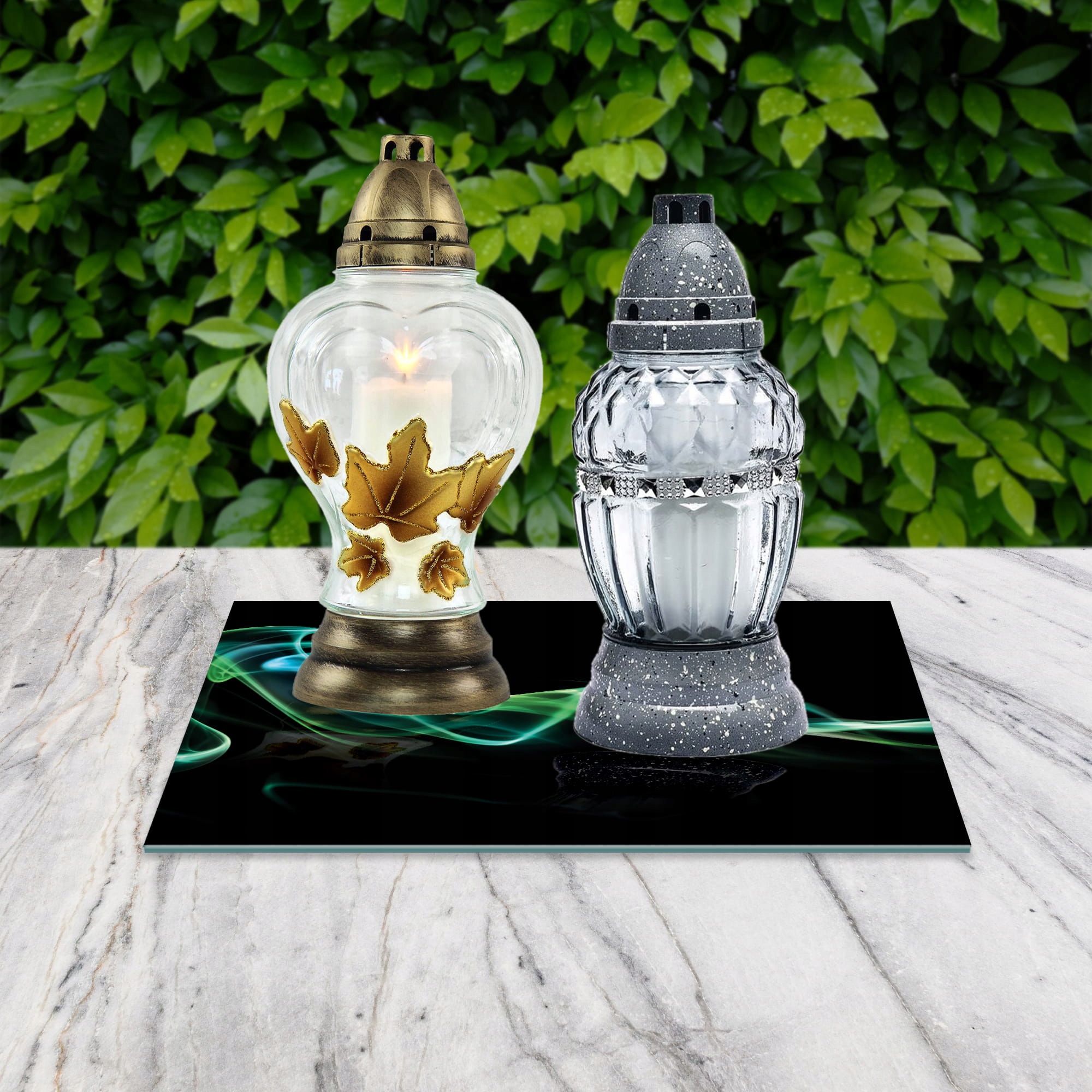 SZKLANA PODSTAWKA POD ZNICZE 40x30cm Wstęga 67b Marka inna