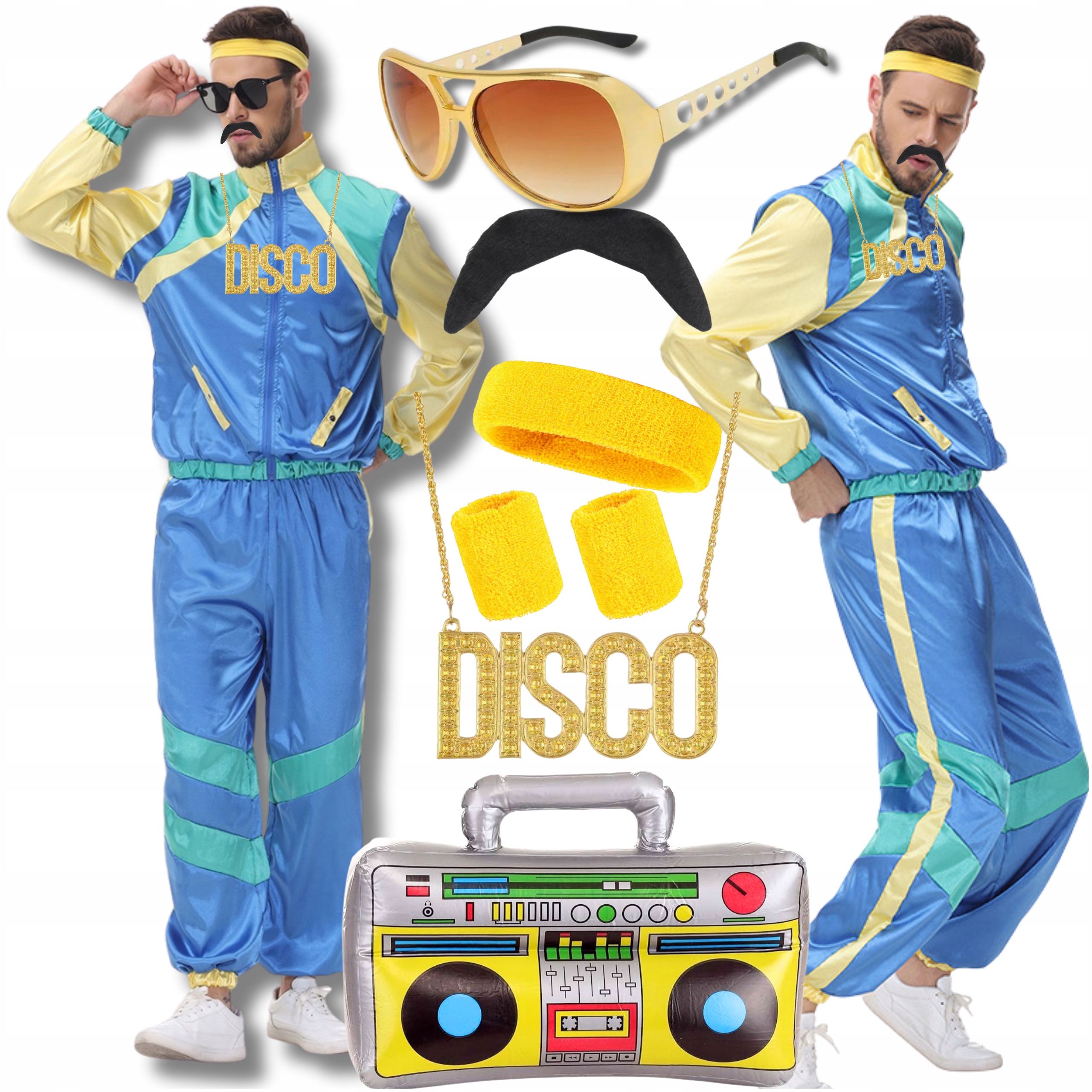 Strój Lata 70 80 90 Dres Retro Disco Dresiarz Przebranie Cnr Zestaw XXL