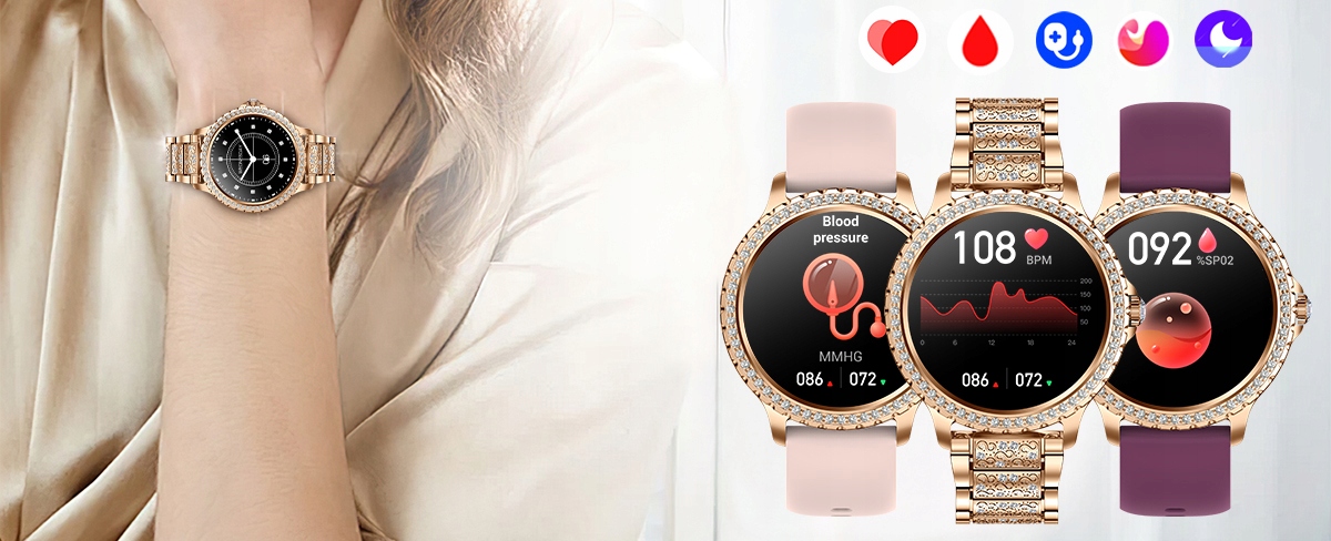 SMARTWATCH DAMSKI ELEGANCKI CIŚNIENIOMIERZ DW Kolor złoty