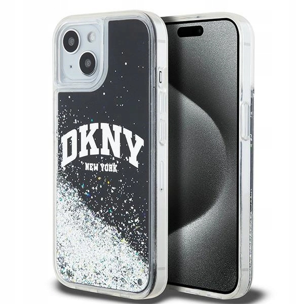 Pouzdro Dkny Liquid Glitter Big Logo pro iPhone 15 Plus 14 Plus černé