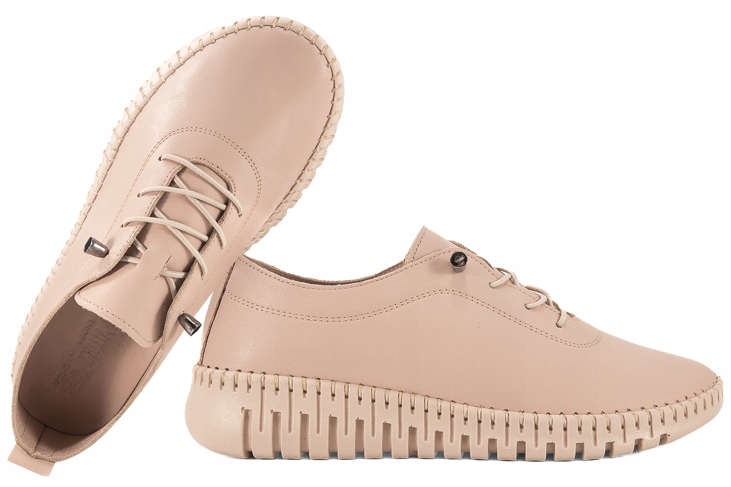 Loretta Vitale E4000 Dámské Kožené Polobotky Na Platformě, béžová, velikost 39