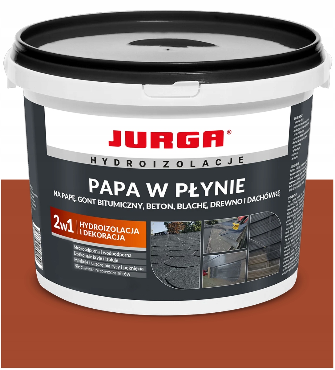 Papa w Płynie Farba na Dach Blachę Dachówkę Jurga Czerwony Ceglasty 4kg