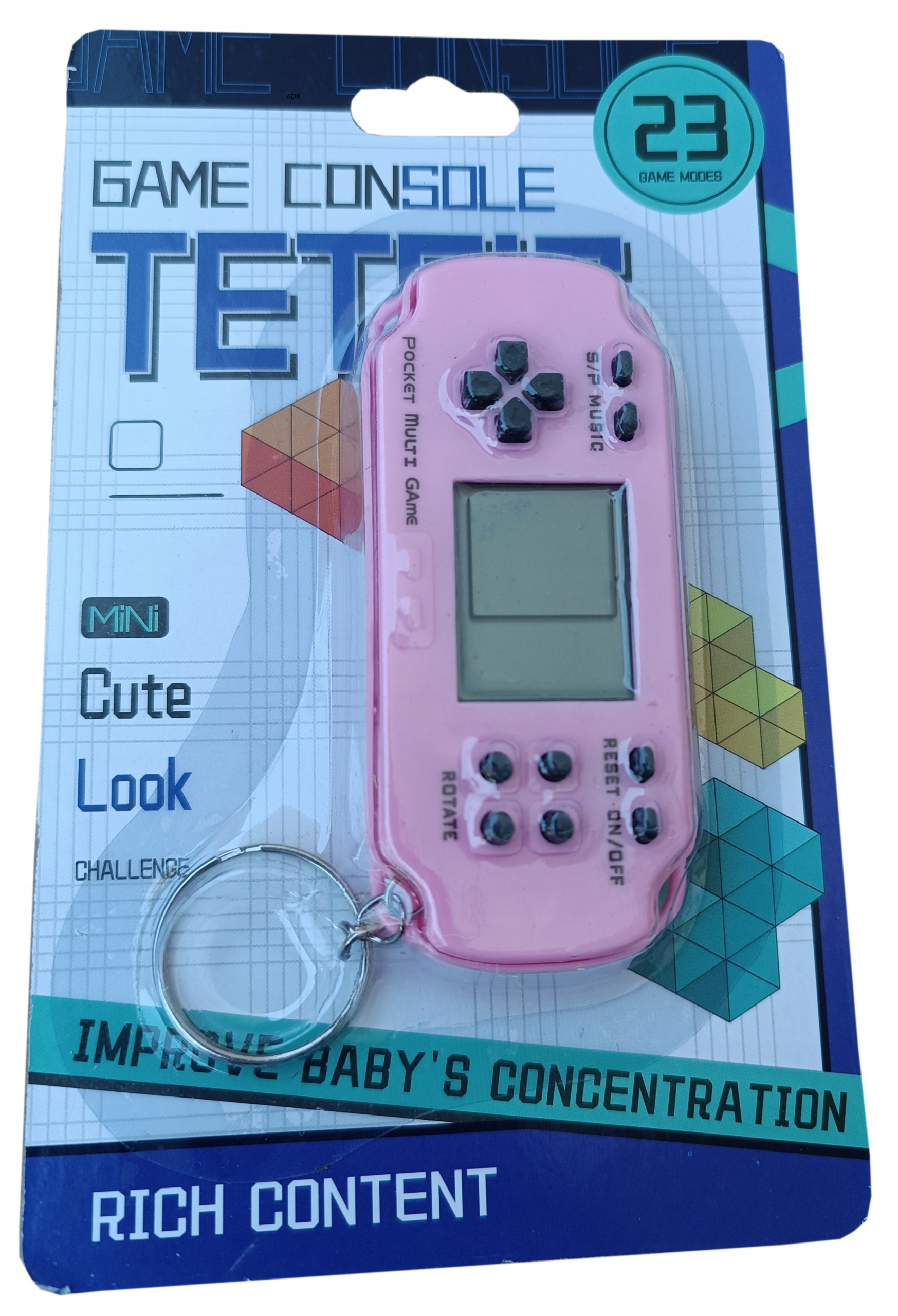 Brelok gierka elektroniczna 23 game Tetris LCD kultowa róż