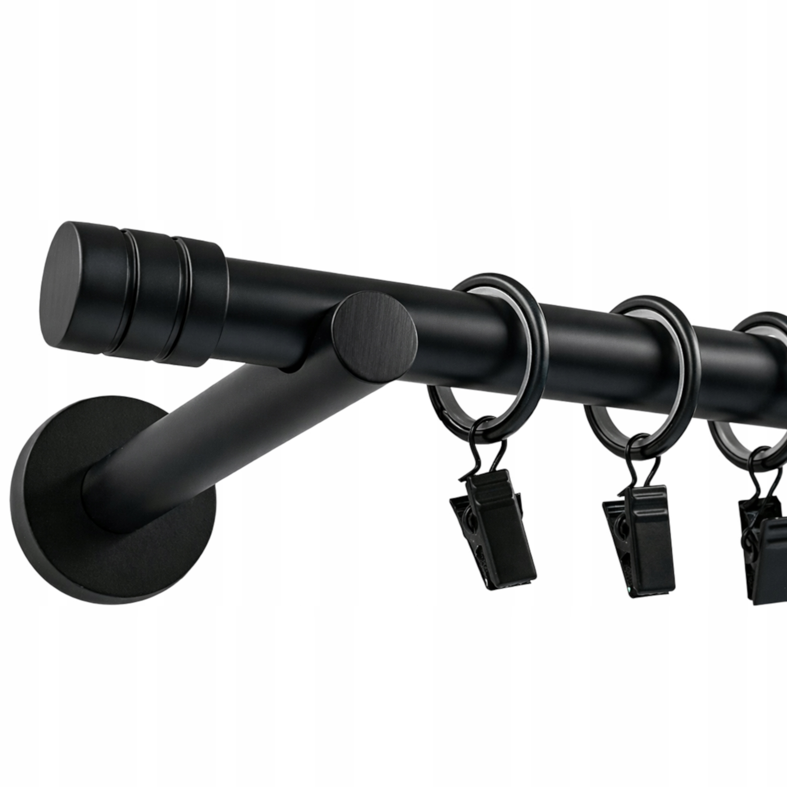 Jednoduchá Garnýž Kovový 19 mm Černý Mat 300 cm Fréza Komplet Žabek