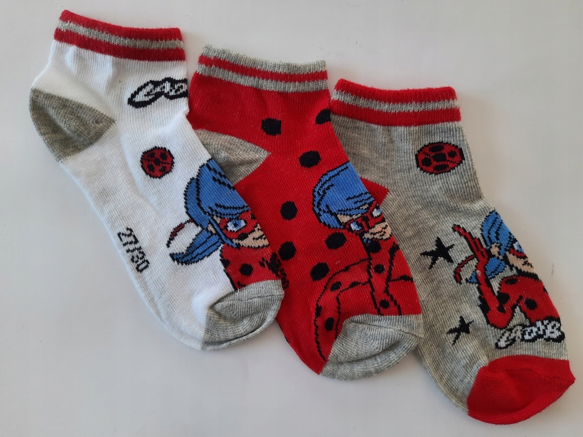 

3 pary Skarpetki stopki Biedronka Miraculous 23/26