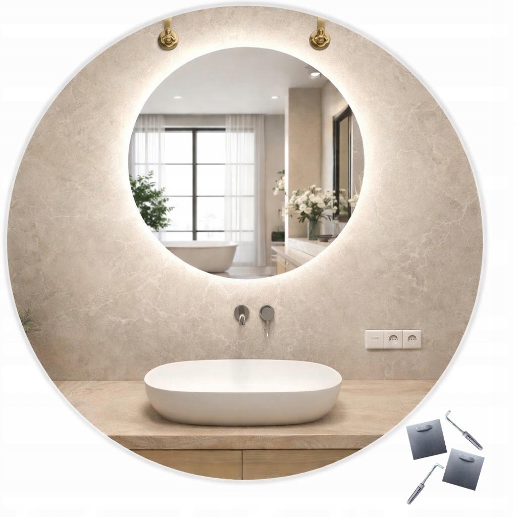 Okrúhle Led Zrkadlo 100 cm Brúsené Led Podsvietené Kúpeľňové Zrkadlo