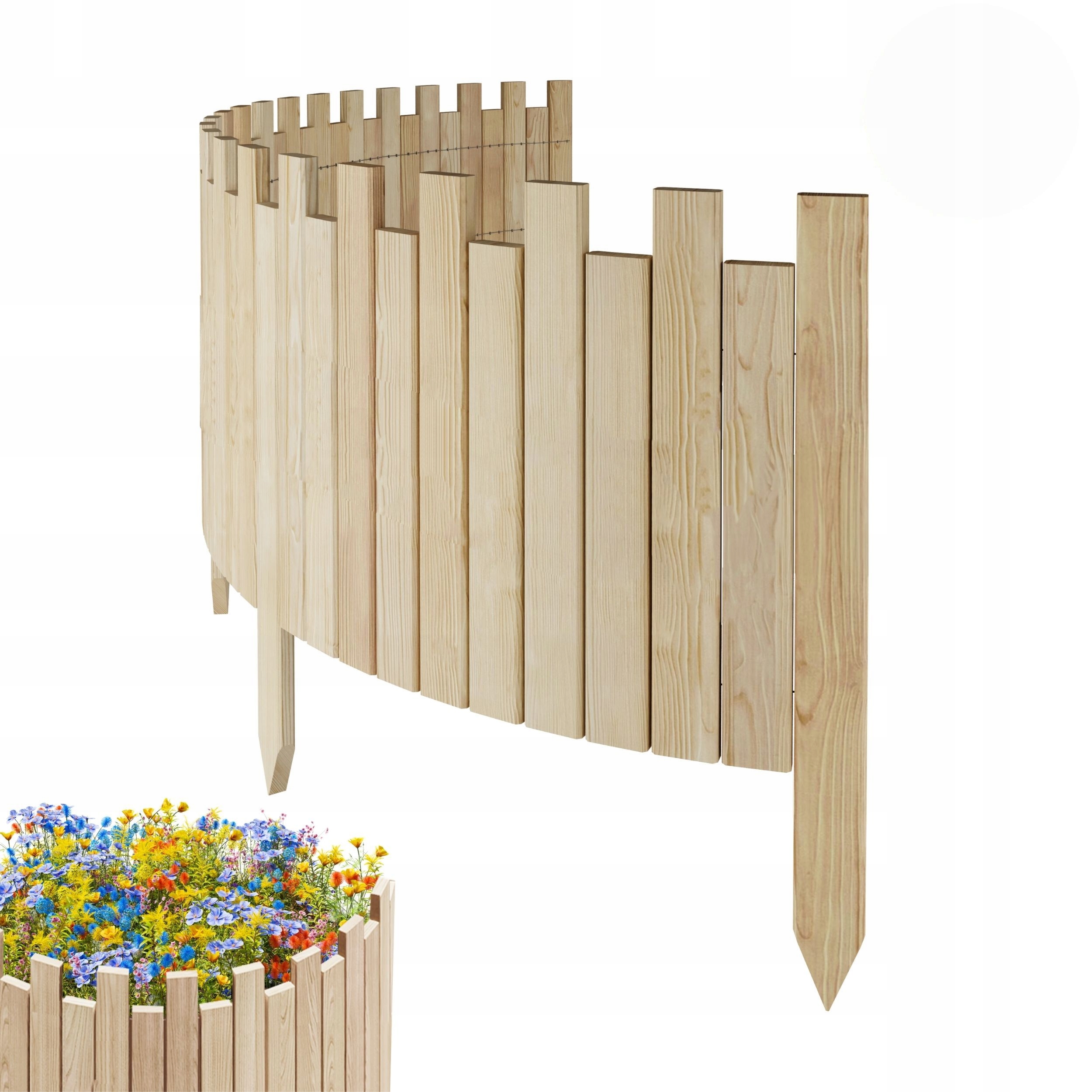 Dřevěný zahradní plot, palisáda, obrubník 200 x 40 cm, neimpregnovaný