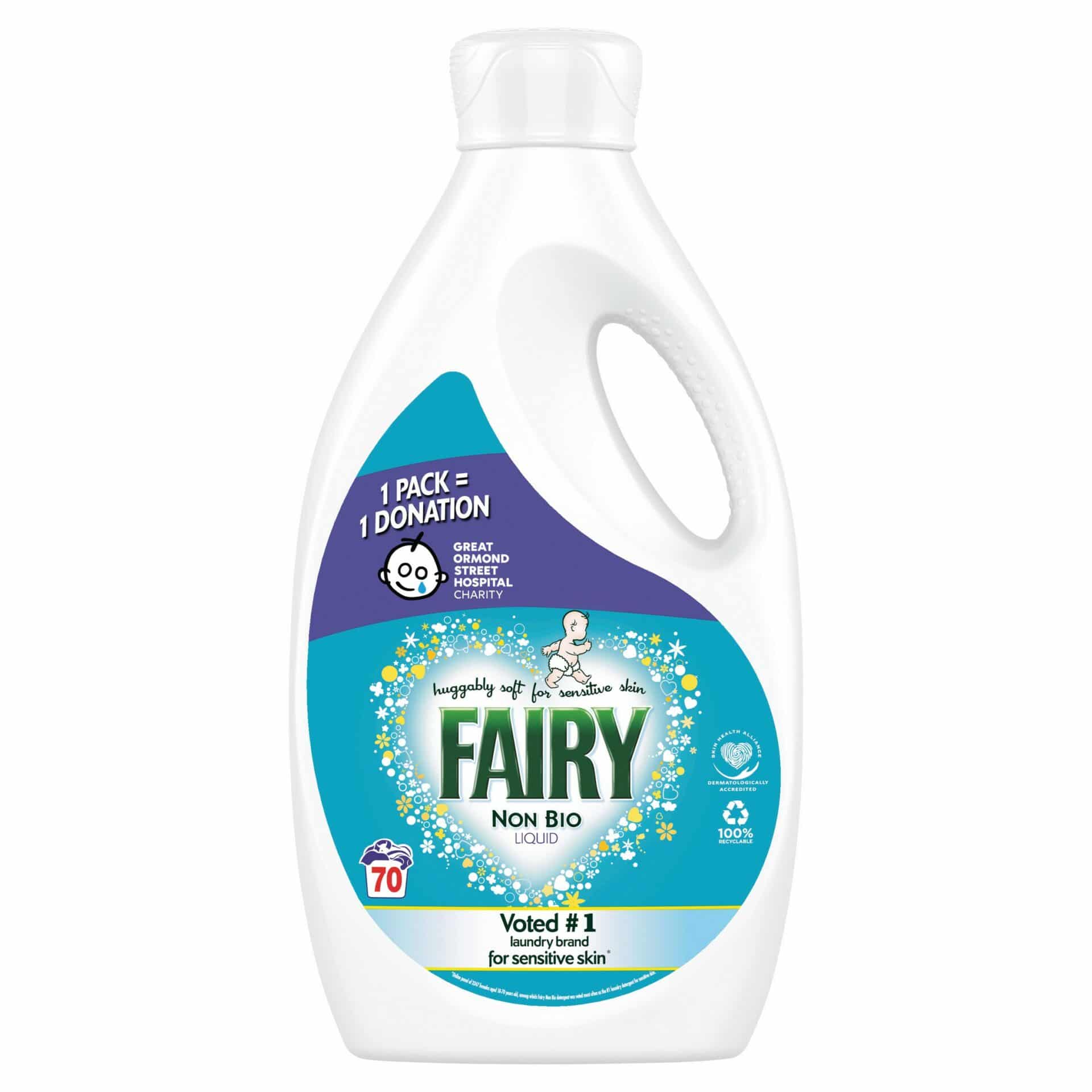 Levně Fairy Non Bio liquid gel na praní 70 praní 2450 ml sensitive Uk