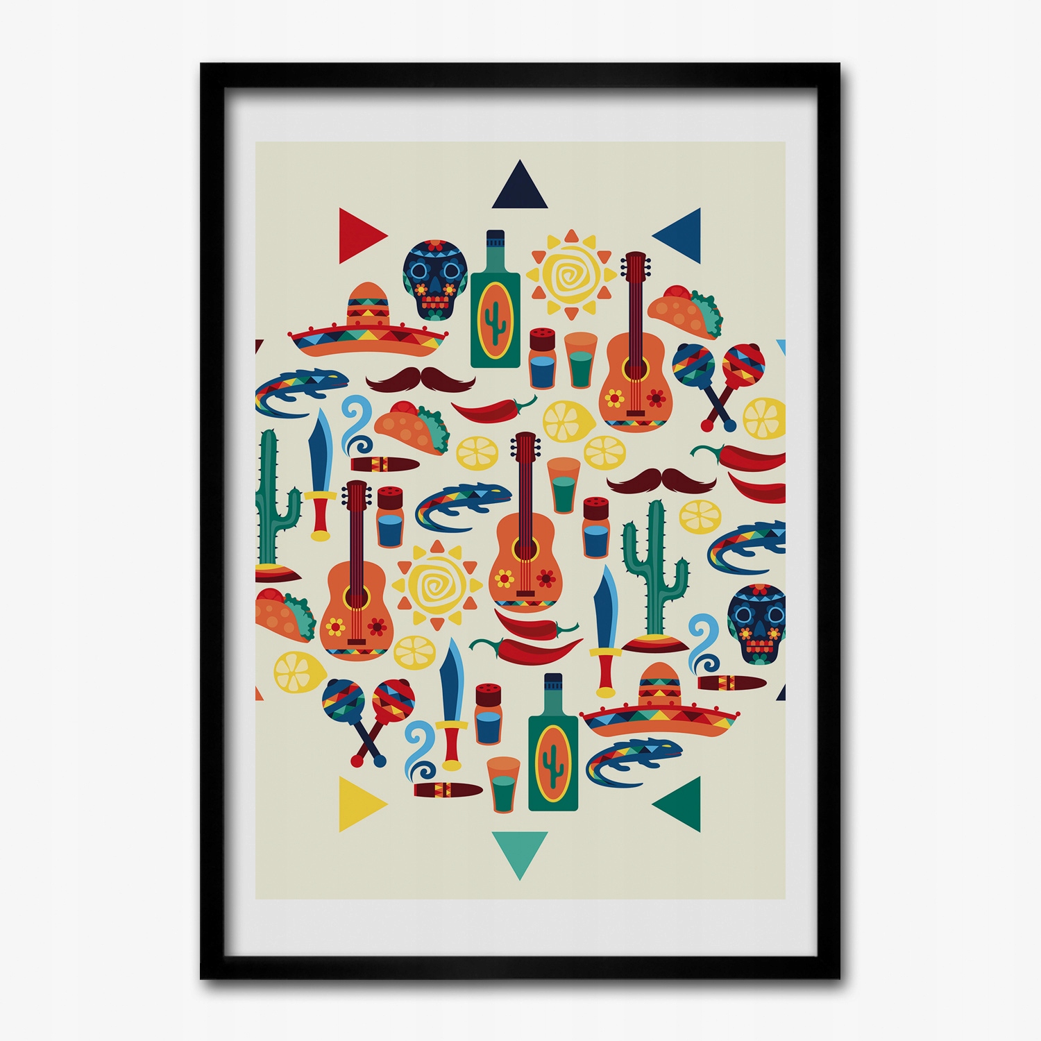 Obraz s rámem Mdf Mexiko symboly hodiny 50x70 cm