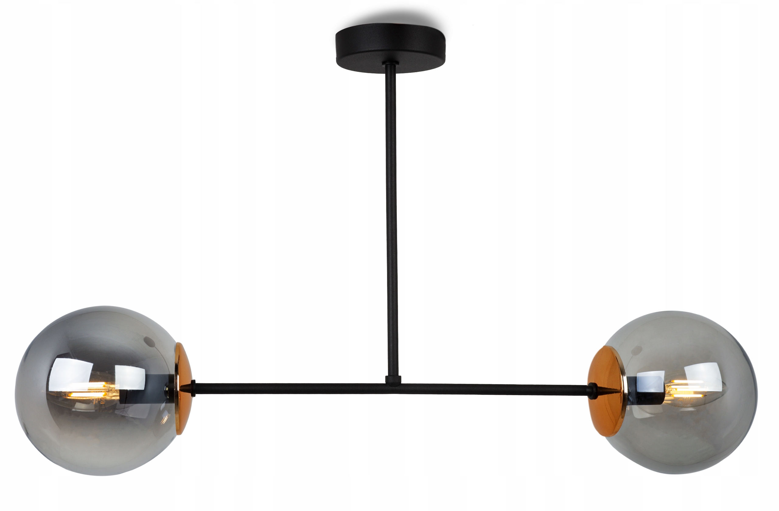 Závěsné Stropní Svítidlo Černý Dvojitý Lustr Loft Glamour Skleněné Koule