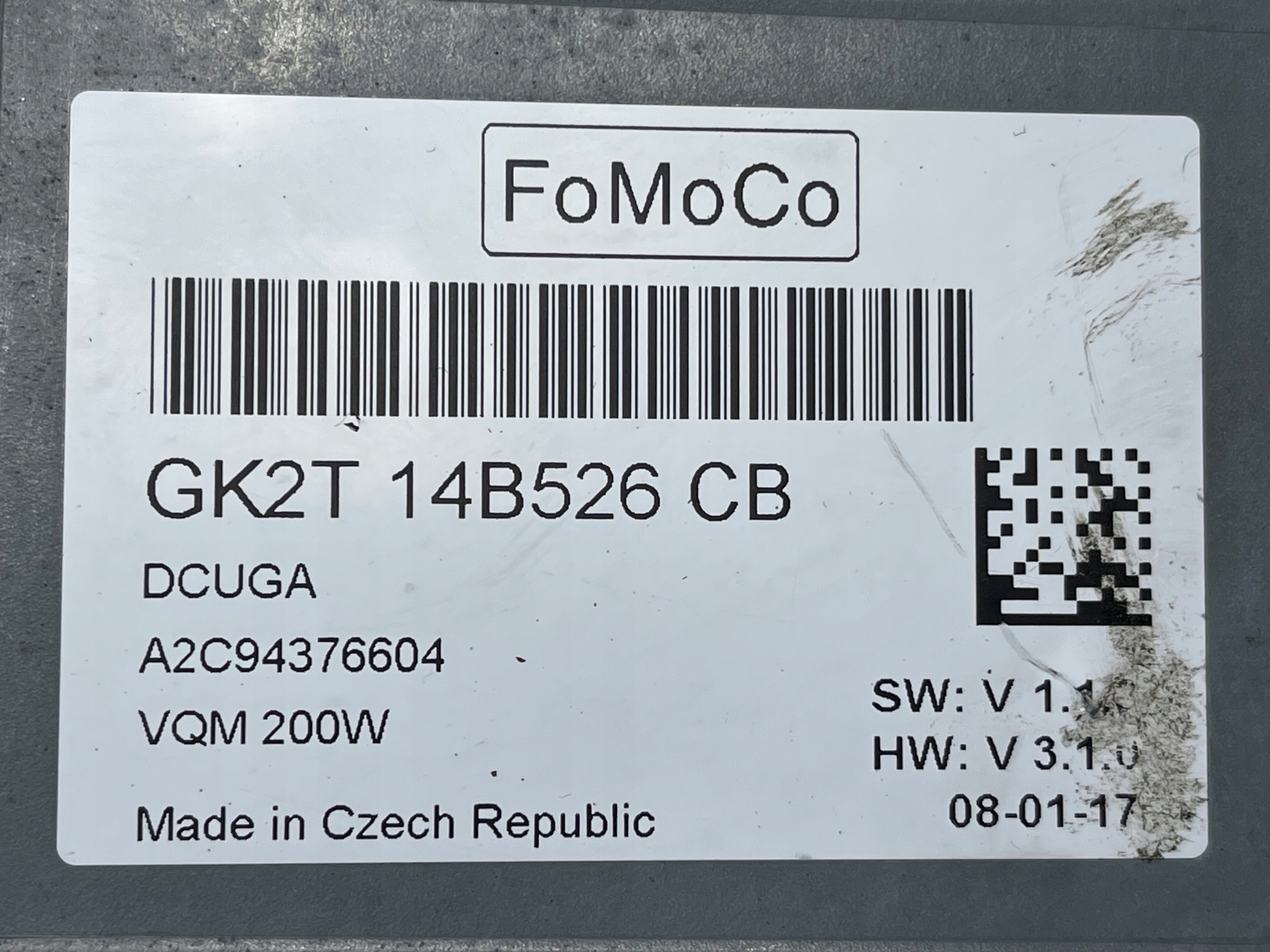 FORD TRANSIT CUSTOM 2013 - modulo Centralina di tensione GK2T-14B526-CB