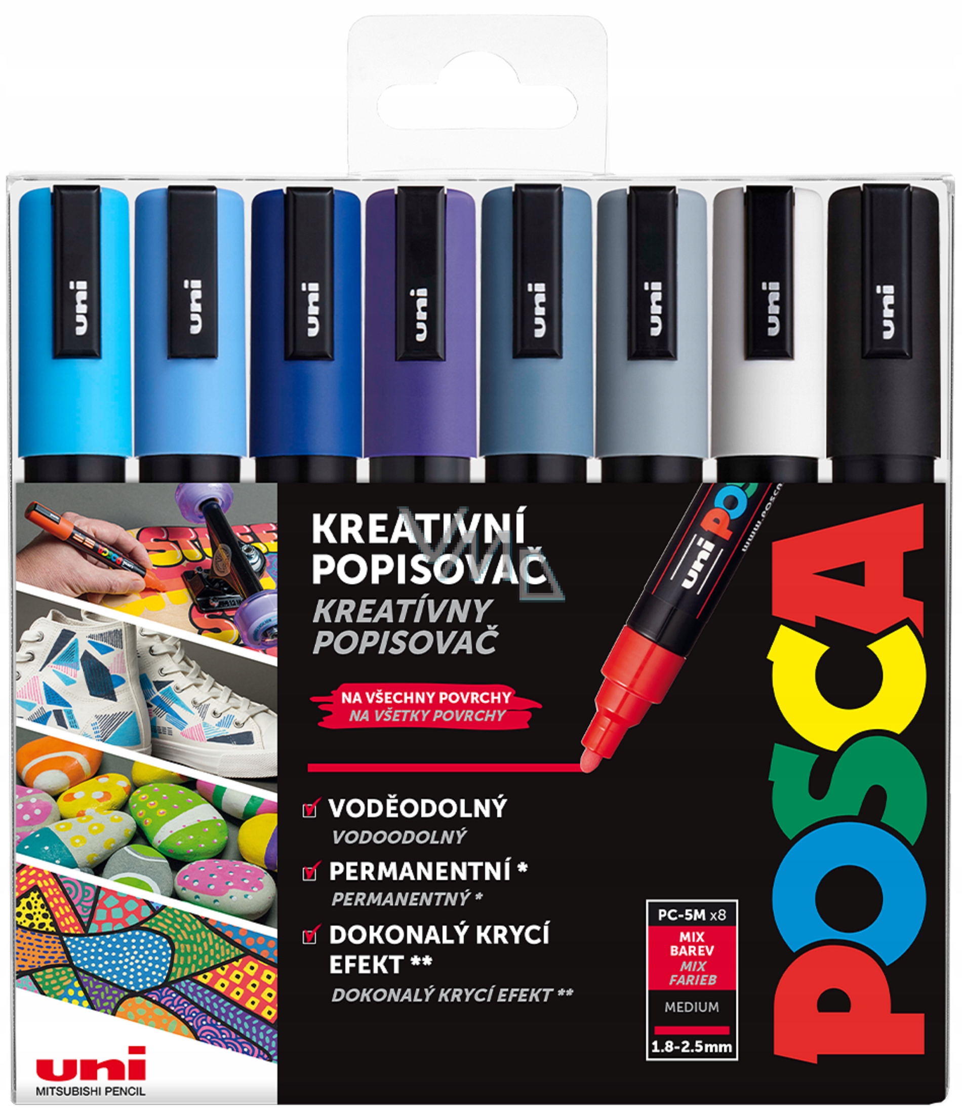 Posca Univerzální sada akrylátových popisovačů 1,8 2,5 mm mix chladných t