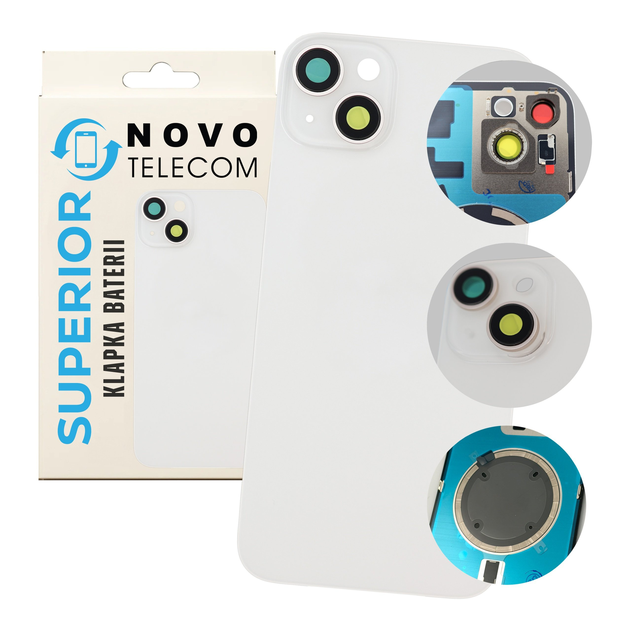 Klapka Baterii do iPhone 14 Plus Biała Plecki Tylny Panel z Magnesami