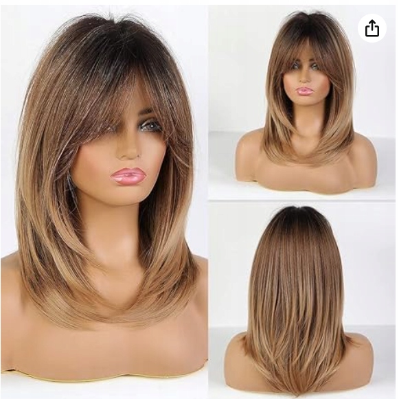 Paruka Emmor Paruka s hřívou Jednoduchá Syntetická Ombre Hnědá Blond 50 cm