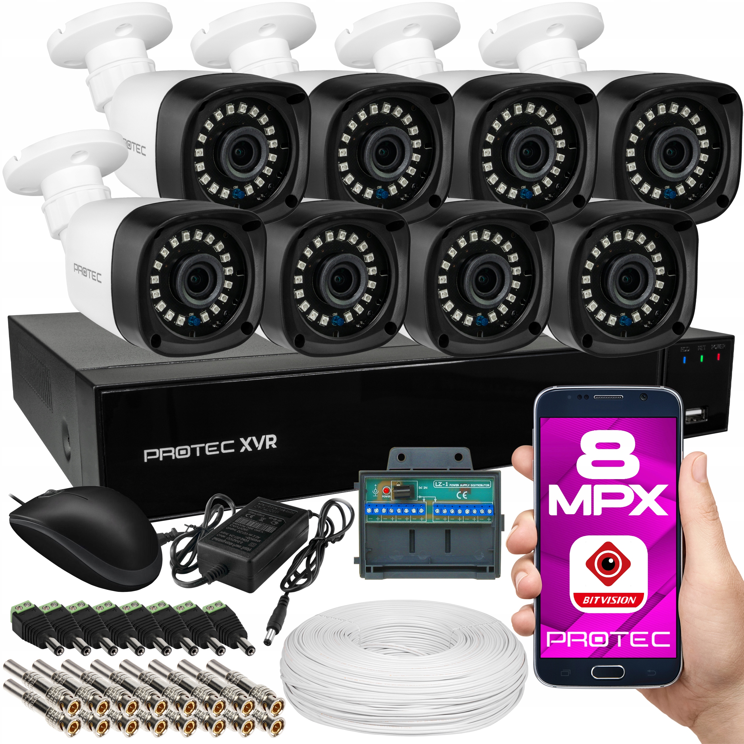 Monitorování 8 Kamer 8MPX Tuby venkovní náhled bitvision