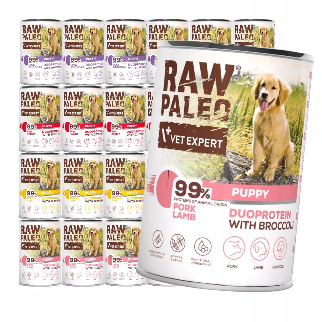 Raw Paleo Puppy Duoprotein Mix Chutí 24x400g Vlhké Krmivo