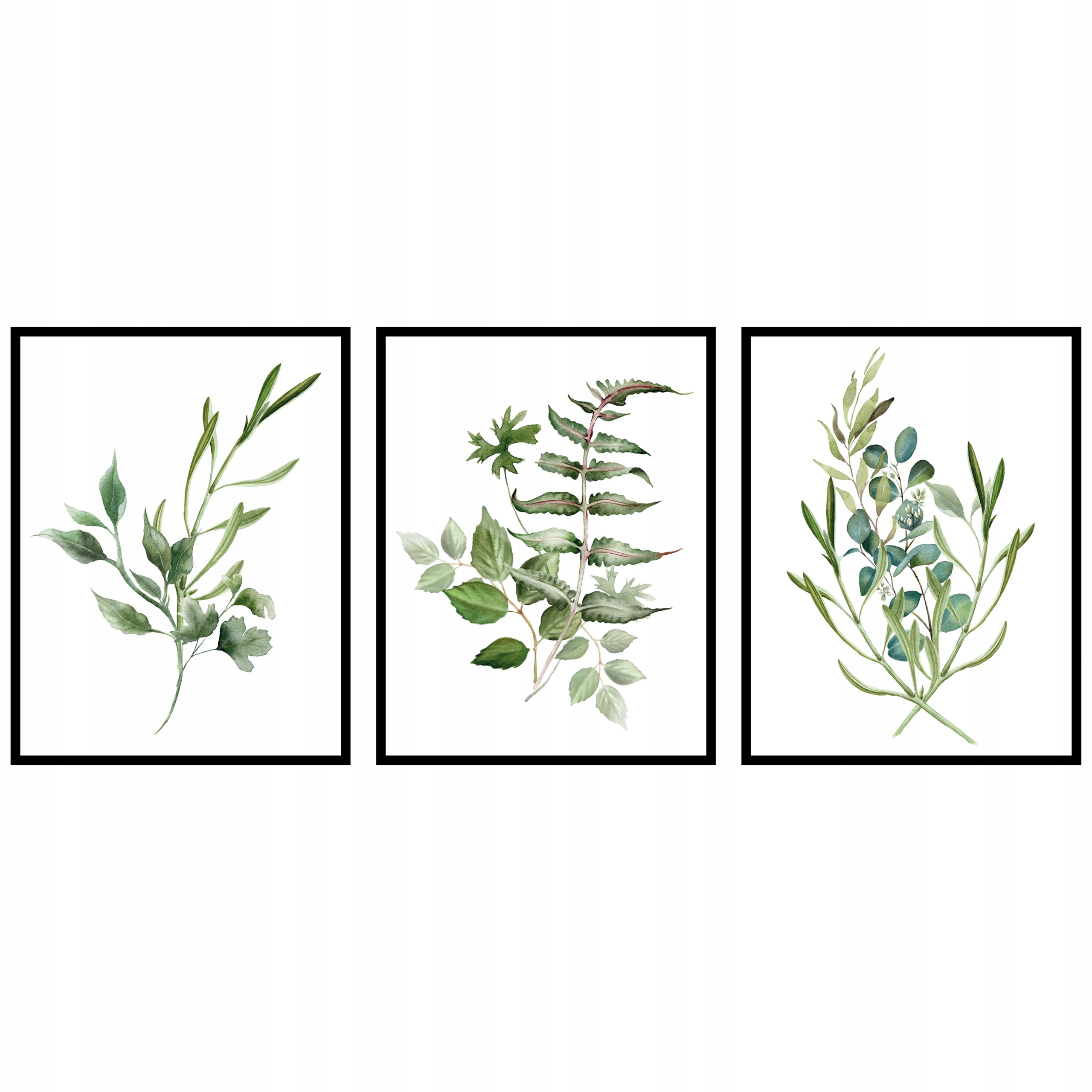 Triptych komplet plagátov kvety listy rastliny grafika botanika 3x- 60x90 cm