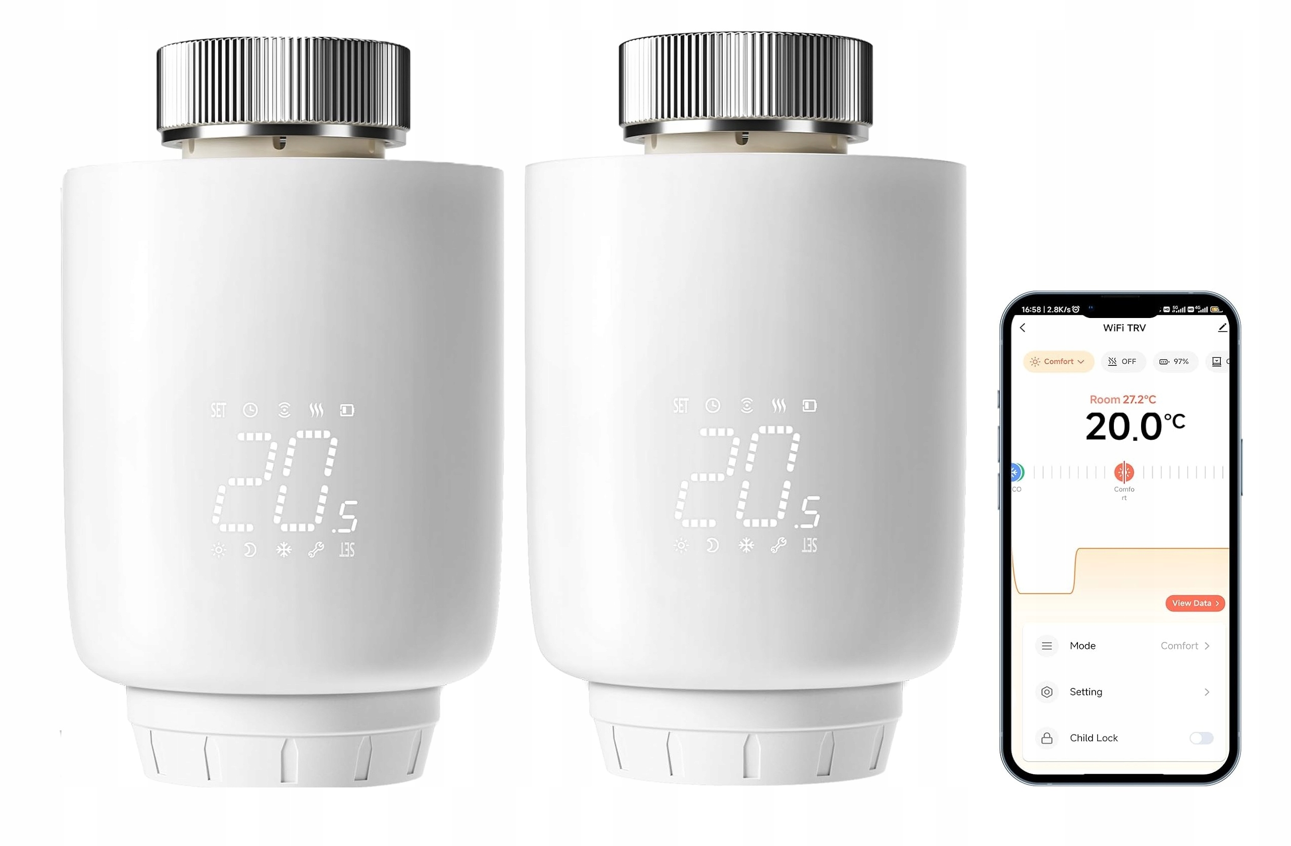 Termostatická hlavica ohrievača Termostat Ovládač Smart Tuya Alexa 2x