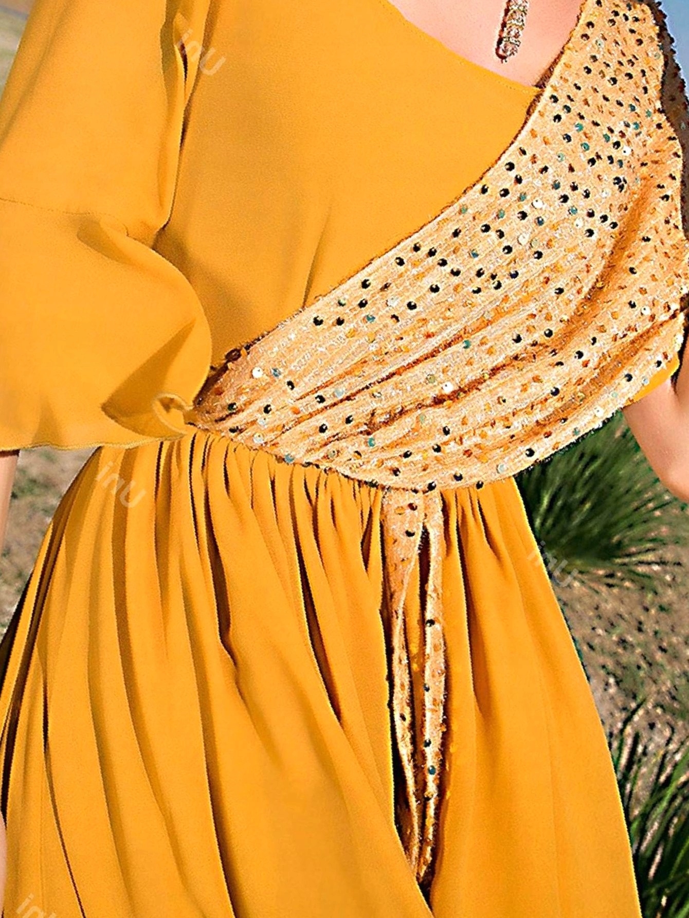 Šaty Večerní prošívaná šifonová Maksi Flitrová XL 42