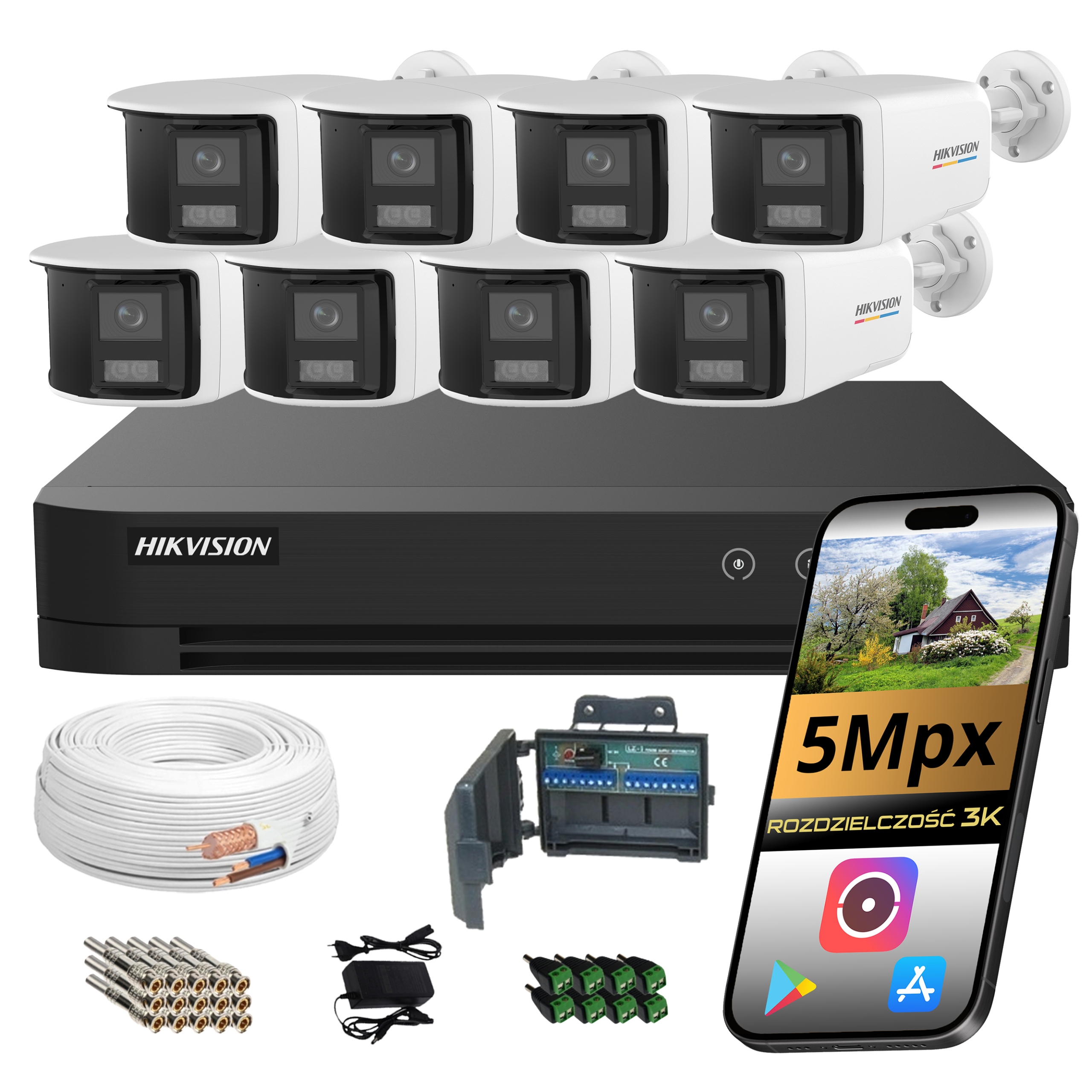 Monitorování Hikvision 8 Panoramatických Kamer 5 Mpx Vzdálený Náhled Aplikace