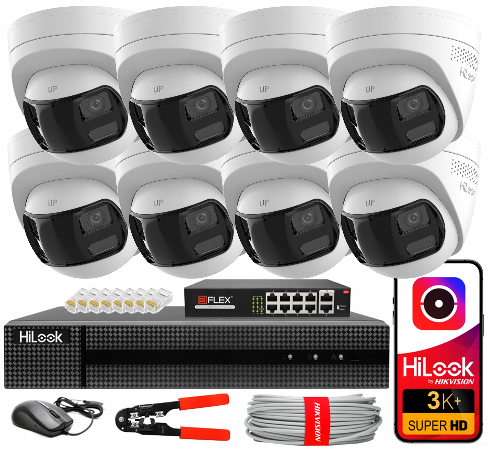 Sada monitorování 8 panoramatických kamer 6MPX Smart Light Detekce Ai PoE