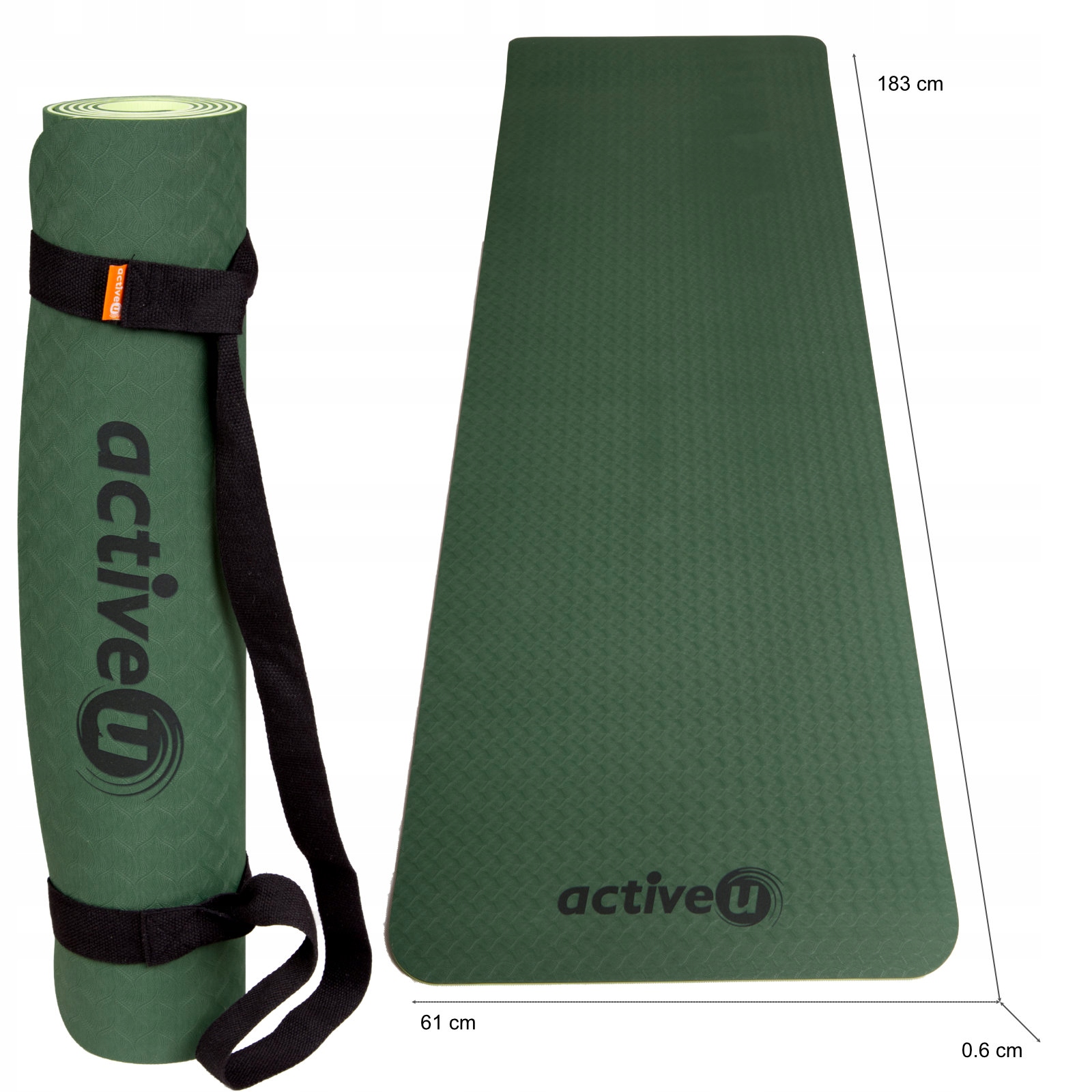 MATA DO ĆWICZEŃ JOGI FITNESS GRUBA Z POKROWCEM Kolor dominujący odcienie zieleni