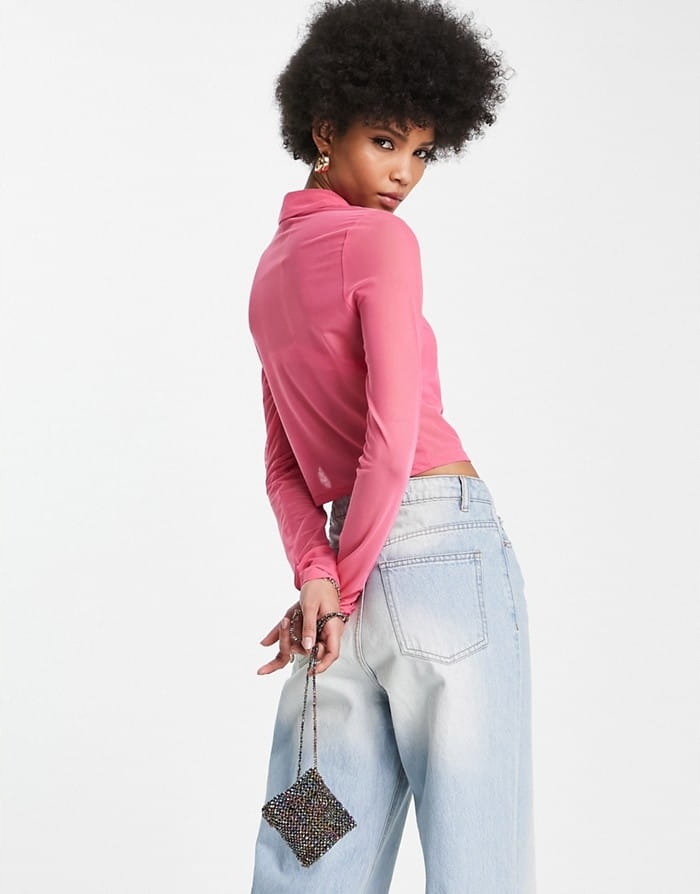 ASO TALL RÓŻOWA KOSZULA SIATKA (38)