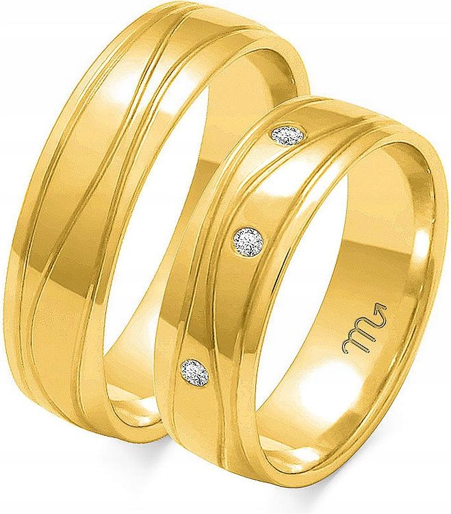 Zlatý snubní prsten moderní svatba 14K 585 vel. 32 33 34, dámská kolekce pro muže