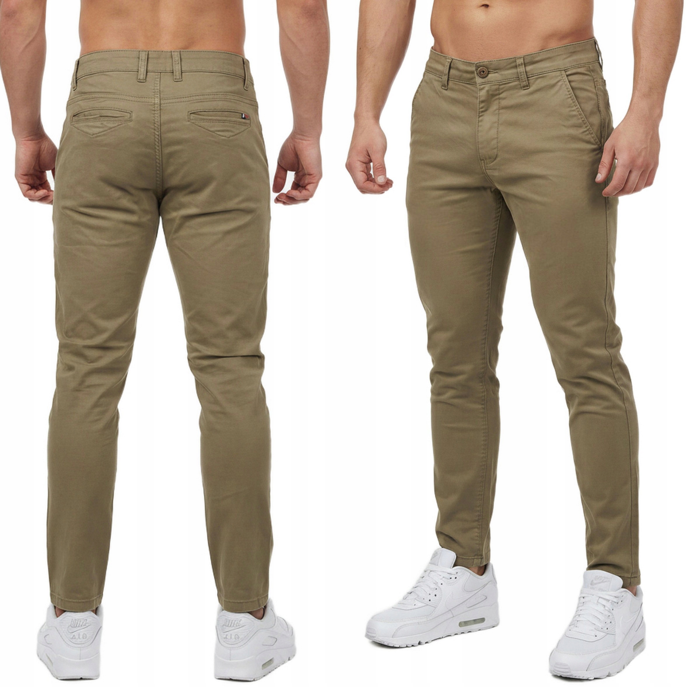 Spodnie Męskie Klasyczne Gładkie Chinosy Jakość