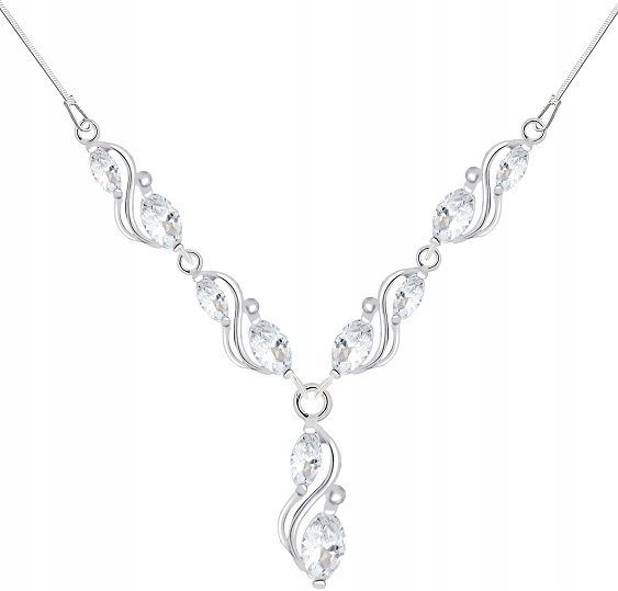 

Srebrny Naszyjnik Z Cyrkoniami Ślub, BAL.Pr.925