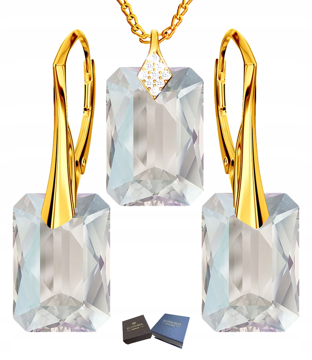 Sada šperků Zlaté Stříbro 925 Náušnice Náhrdelník jako Dárek Sada