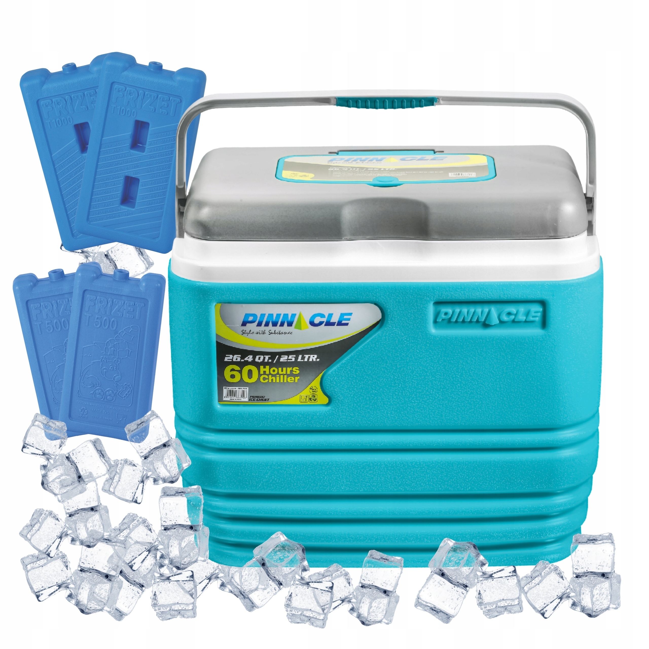 Kempingová lednička Pinnacle TPX7006 25L modrá 4 náplně 2x500 ml, 2x1000 ml