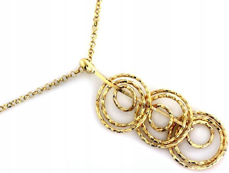 Stříbrný náhrdelník 925 s pozlacenými kroužky a obručí, elegantní a módní vzor