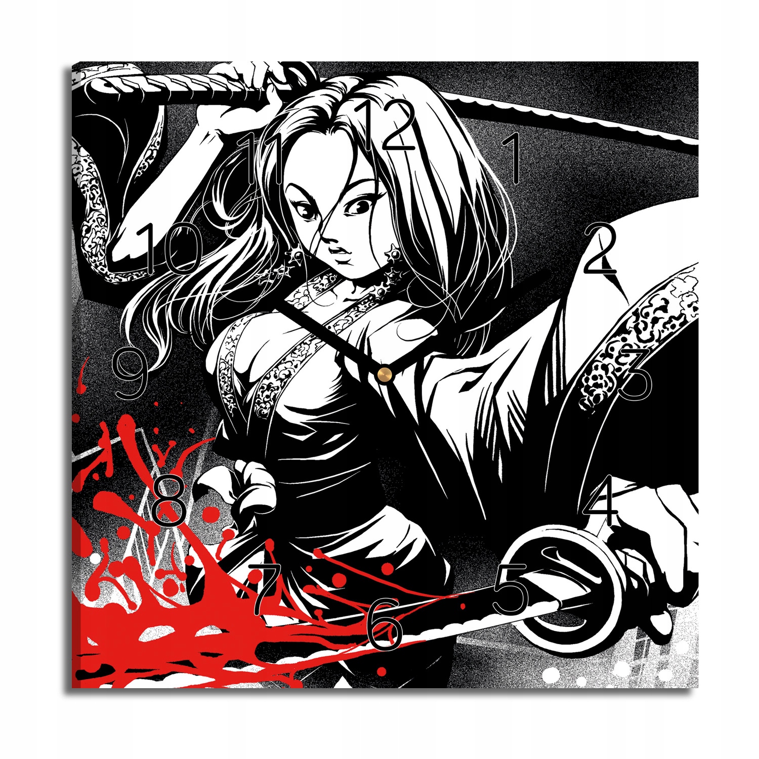 hodiny na obraze Manga meče žena s fotografií 30x30