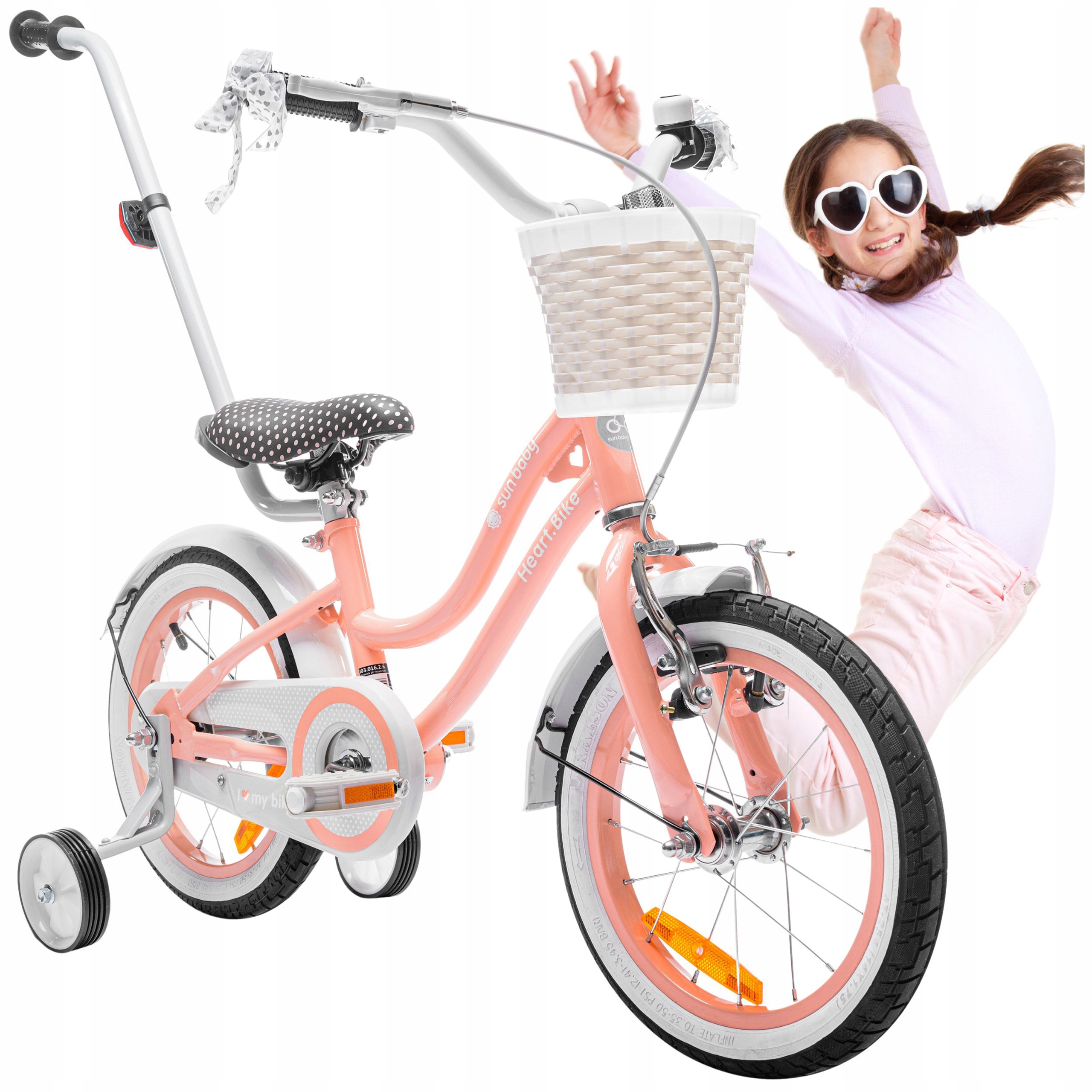 Rowerek dla dziewczynki rower 14 cali dziecięcy 3-5 lat prowadnik