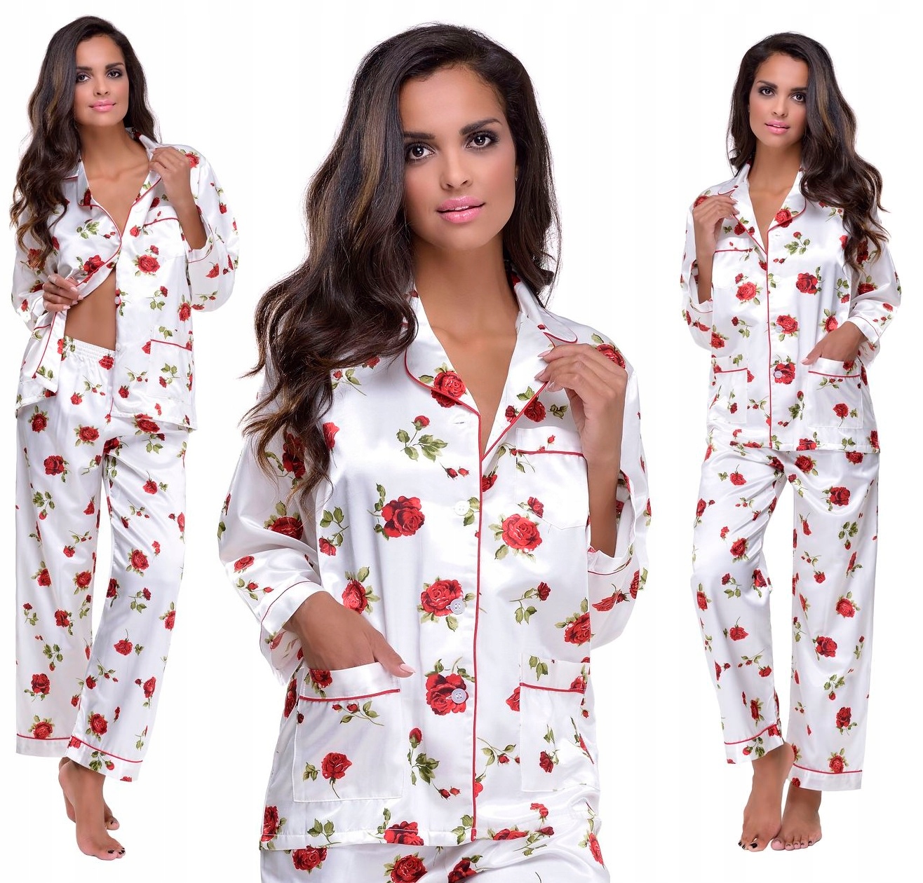 ROZPINANA GRUBA DAMSKA PIŻAMA SATYNOWA satyna M Płeć kobieta