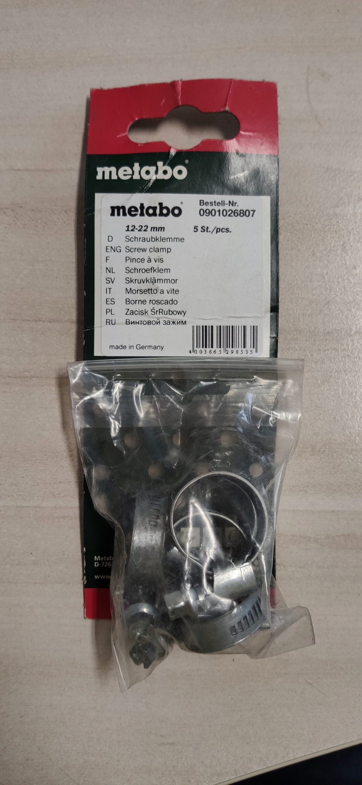 

Metabo Zacisk Opaska Obejma 12-22mm 5sz 0901026807