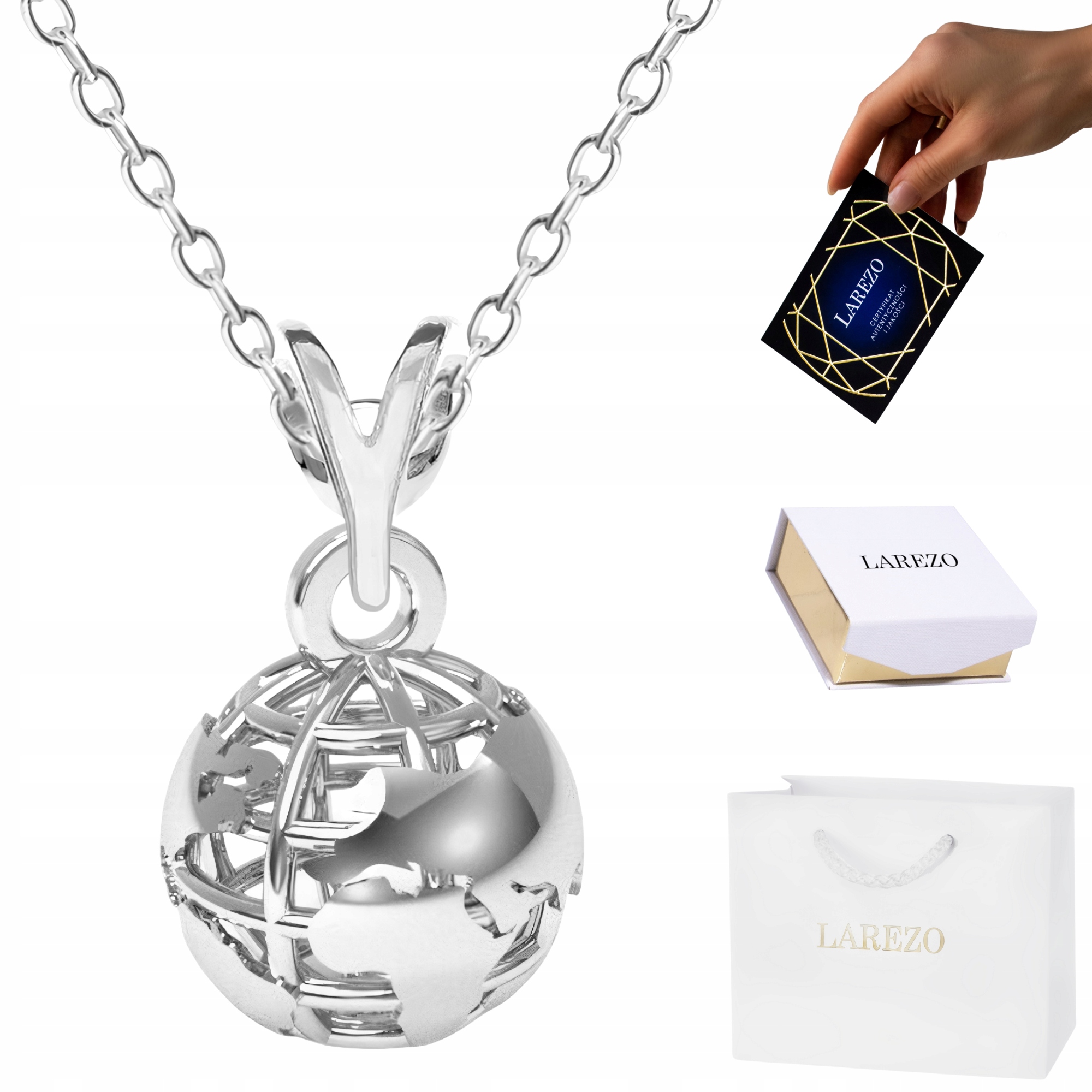 

Naszyjnik Srebro 925 planeta ziemia 3D origami