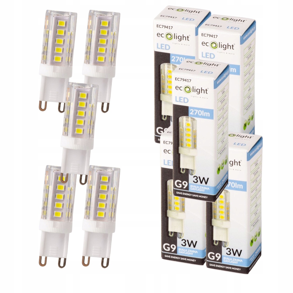 

5X Żarówka Led G9 Mini 3W Do Żyrandoli Zimna