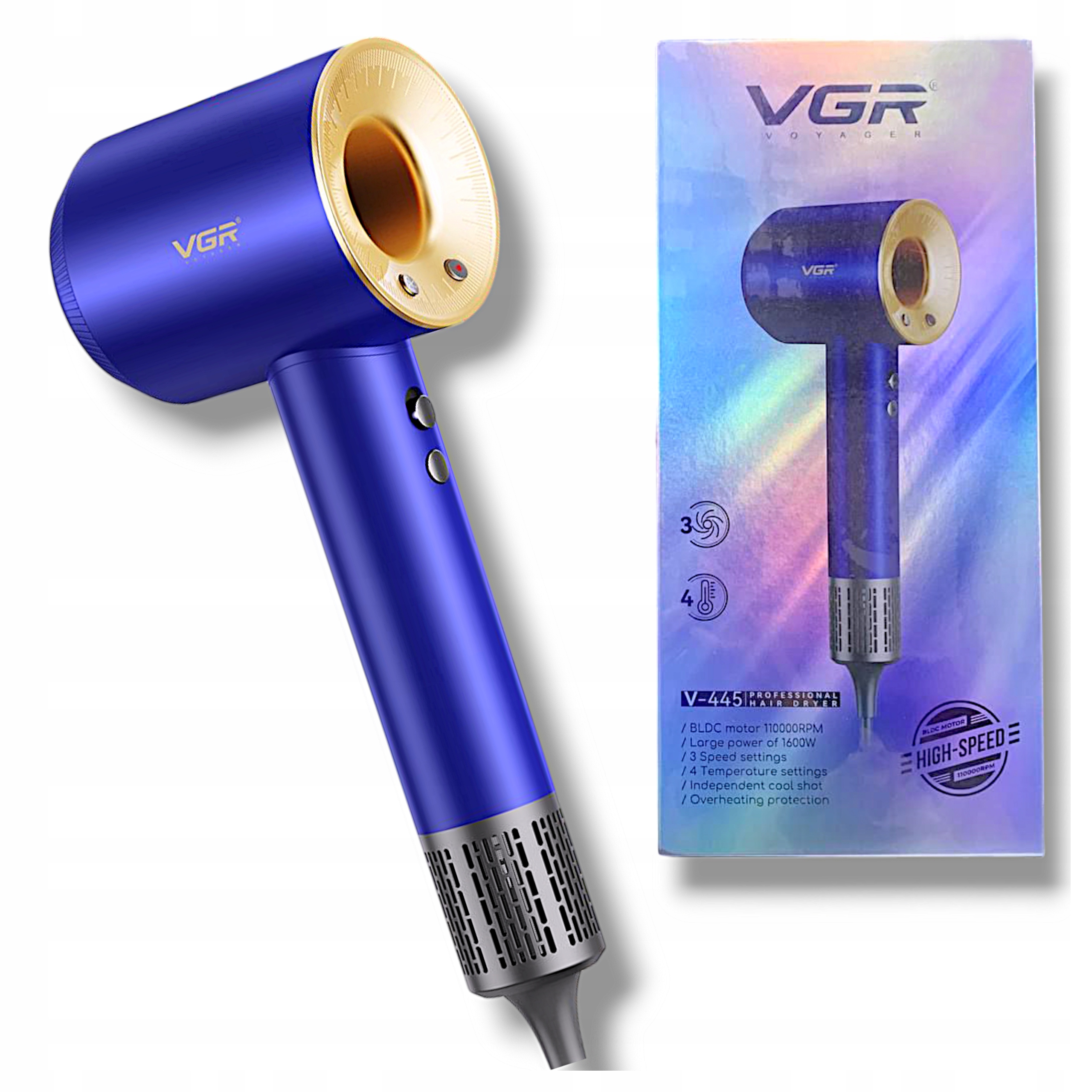 Profesionálny silný fén na vlasy Chladné Nafukovanie 3 Rýchlosti