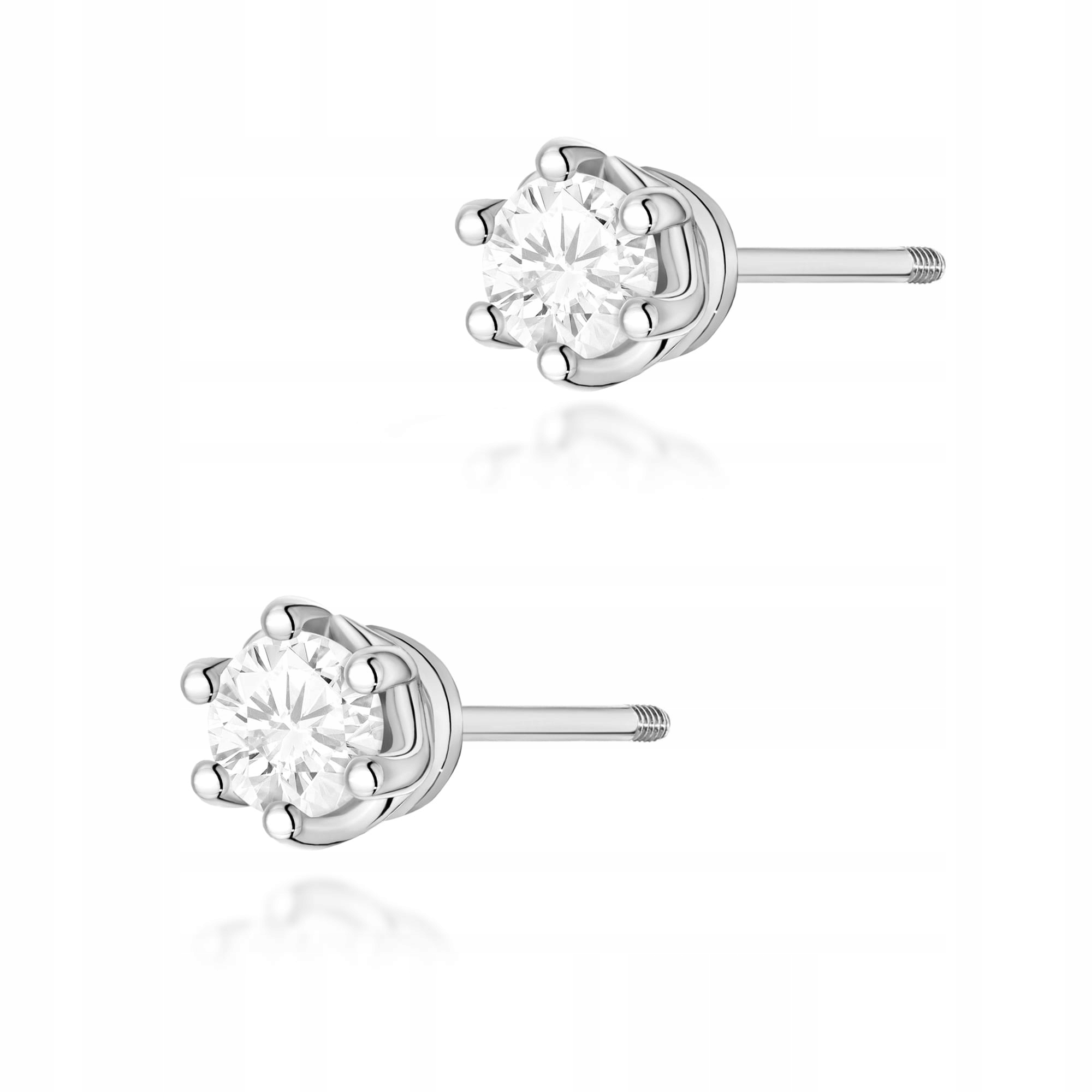 Zlaté náušnice 585 s diamantem v bílém zlatě na šroubovací tyčinku 1.75 g