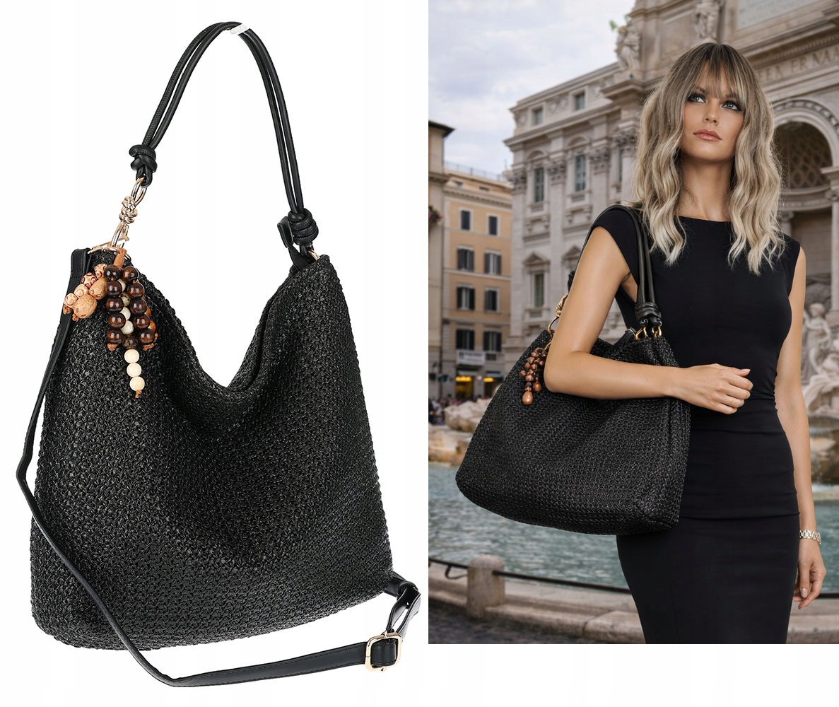 Dámská taška Shopper Taška přes rameno velká A4 prostorná N3573 Černá