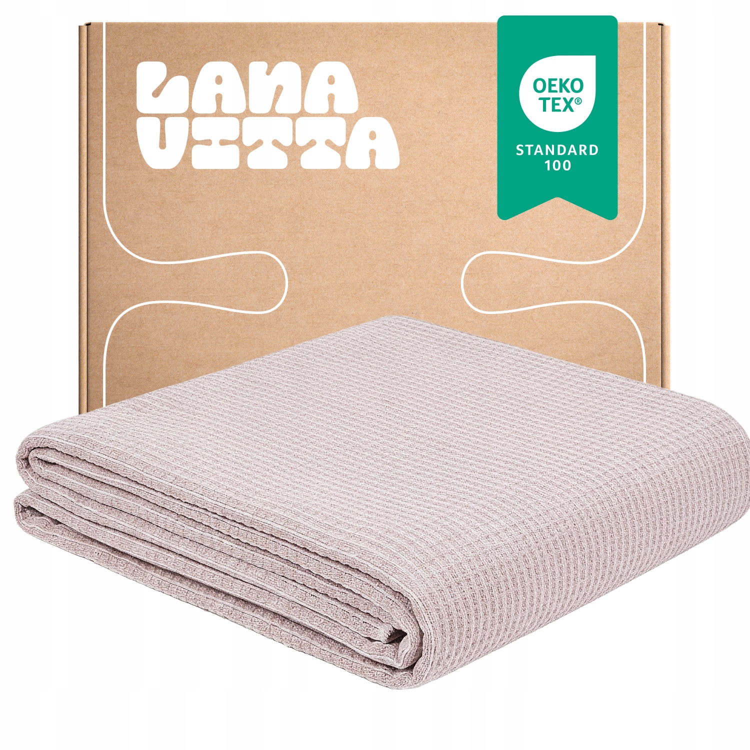 Bavlněná deka „Verbena“ Přehoz na postel Pled Béžová 200×220 cm