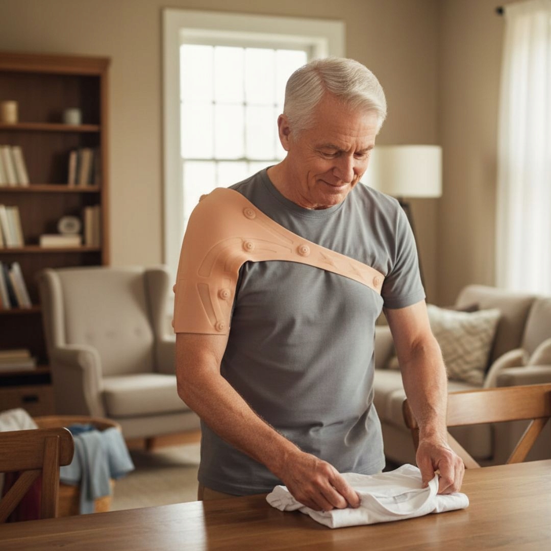 MAGNETYCZNY STABILIZATOR BARKU ORTEZA NA BARK OPASKA WSPARCIE - 10 MAGNESÓW Kolor beżowy